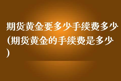 期货黄金要多少手续费多少(期货黄金的手续费是多少)_https://www.zztgc.com_期货直播_第1张