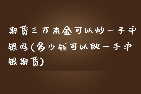 期货三万本金可以炒一手沪银吗(多少钱可以做一手沪银期货)_https://www.zztgc.com_期货直播_第1张