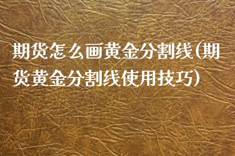 期货怎么画黄金分割线(期货黄金分割线使用技巧)_https://www.zztgc.com_黄金期货_第1张