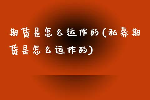 期货是怎么运作的(私募期货是怎么运作的)_https://www.zztgc.com_期货入门_第1张