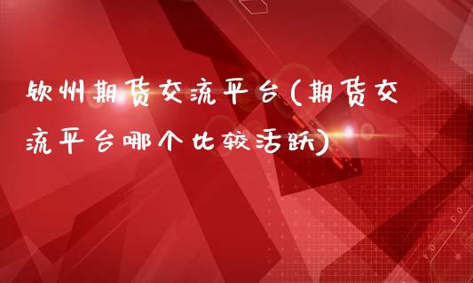 钦州期货交流平台(期货交流平台哪个比较活跃)_https://www.zztgc.com_期货直播_第1张
