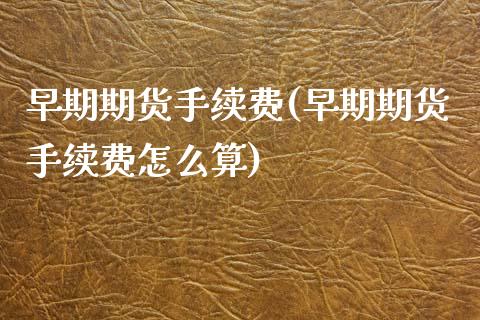早期期货手续费(早期期货手续费怎么算)_https://www.zztgc.com_黄金期货_第1张