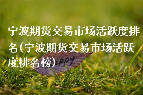 宁波期货交易市场活跃度排名(宁波期货交易市场活跃度排名榜)_https://www.zztgc.com_期货直播_第1张