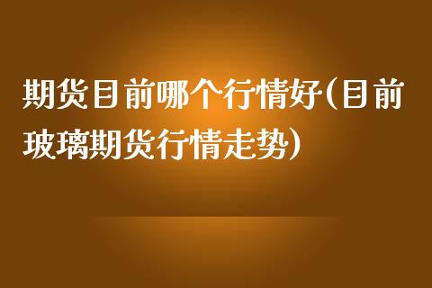 期货目前哪个行情好(目前玻璃期货行情走势)_https://www.zztgc.com_期货直播_第1张