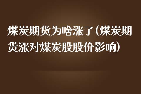 煤炭期货为啥涨了(煤炭期货涨对煤炭股股价影响)_https://www.zztgc.com_期货入门_第1张