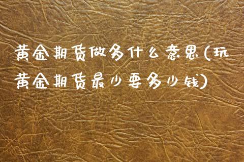 黄金期货做多什么意思(玩黄金期货最少要多少钱)_https://www.zztgc.com_期货直播_第1张
