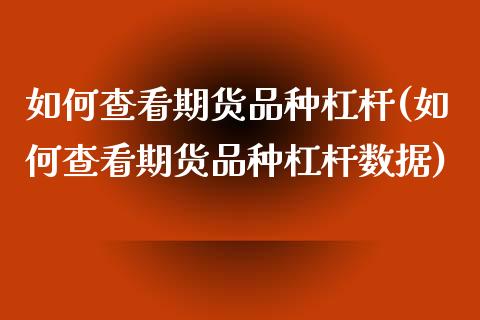 如何查看期货品种杠杆(如何查看期货品种杠杆数据)_https://www.zztgc.com_期货直播_第1张