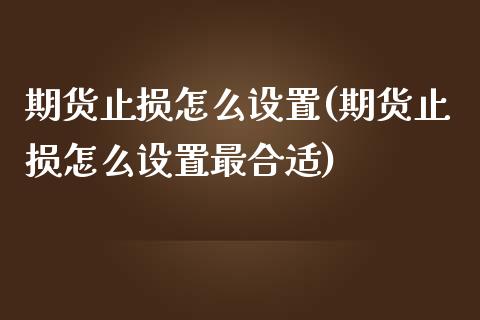 期货止损怎么设置(期货止损怎么设置最合适)_https://www.zztgc.com_期货直播_第1张