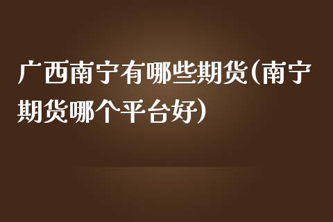 广西南宁有哪些期货(南宁期货哪个平台好)_https://www.zztgc.com_黄金期货_第1张