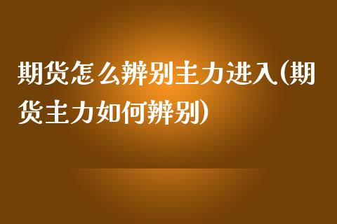 期货怎么辨别主力进入(期货主力如何辨别)_https://www.zztgc.com_期货开户_第1张