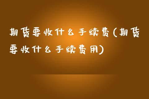 期货要收什么手续费(期货要收什么手续费用)_https://www.zztgc.com_黄金期货_第1张