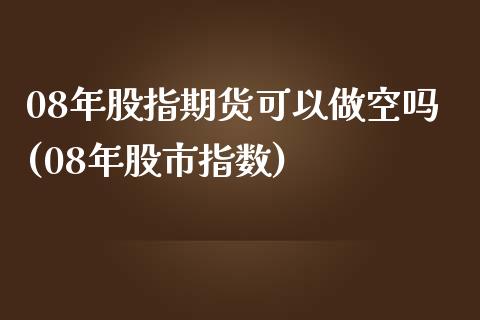 08年股指期货可以做空吗(08年股市指数)_https://www.zztgc.com_期货开户_第1张