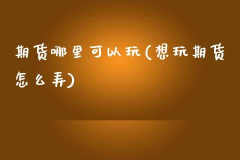 期货哪里可以玩(想玩期货怎么弄)_https://www.zztgc.com_原油期货_第1张