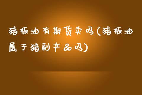 猪板油有期货卖吗(猪板油属于猪副产品吗)_https://www.zztgc.com_黄金期货_第1张