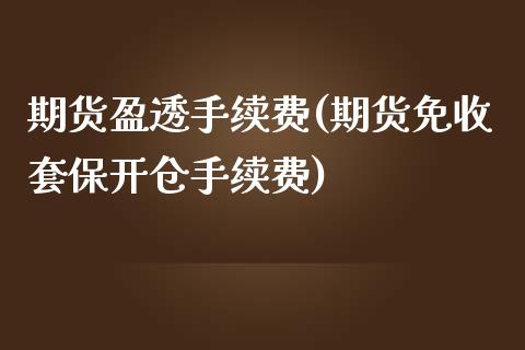 期货盈透手续费(期货免收套保开仓手续费)_https://www.zztgc.com_期货直播_第1张