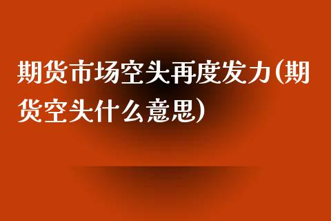 期货市场空头再度发力(期货空头什么意思)_https://www.zztgc.com_期货行情_第1张