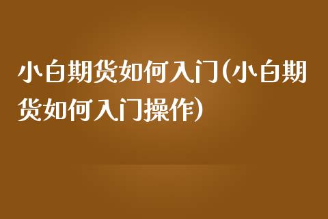 小白期货如何入门(小白期货如何入门操作)_https://www.zztgc.com_原油期货_第1张