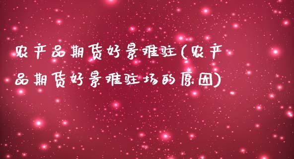 农产品期货好景难驻(农产品期货好景难驻场的原因)_https://www.zztgc.com_期货入门_第1张