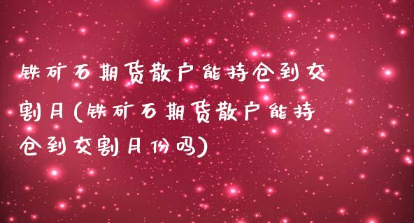铁矿石期货散户能持仓到交割月(铁矿石期货散户能持仓到交割月份吗)_https://www.zztgc.com_黄金期货_第1张
