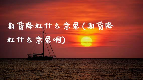 期货降杠什么意思(期货降杠什么意思啊)_https://www.zztgc.com_期货入门_第1张
