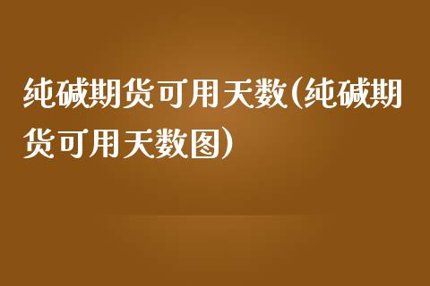 纯碱期货可用天数(纯碱期货可用天数图)_https://www.zztgc.com_黄金期货_第1张