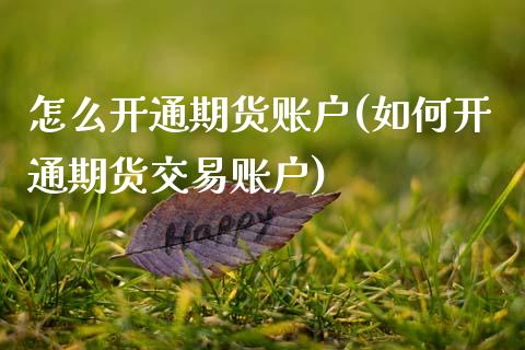 怎么开通期货账户(如何开通期货交易账户)_https://www.zztgc.com_原油期货_第1张