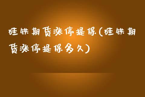 硅铁期货涨停提保(硅铁期货涨停提保多久)_https://www.zztgc.com_期货直播_第1张