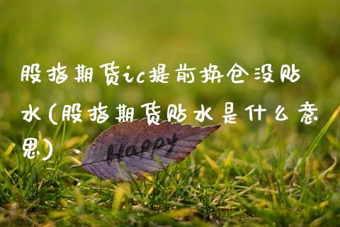 股指期货ic提前换仓没贴水(股指期货贴水是什么意思)_https://www.zztgc.com_期货入门_第1张