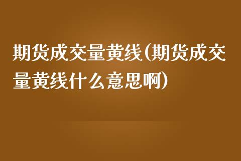 期货成交量黄线(期货成交量黄线什么意思啊)_https://www.zztgc.com_期货入门_第1张