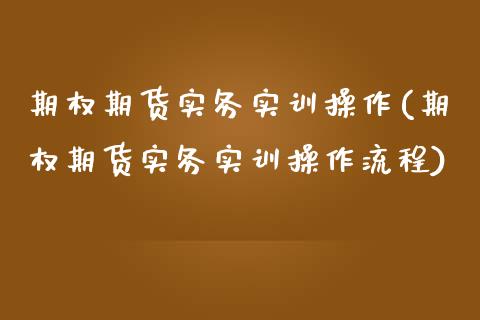 期权期货实务实训操作(期权期货实务实训操作流程)_https://www.zztgc.com_期货开户_第1张