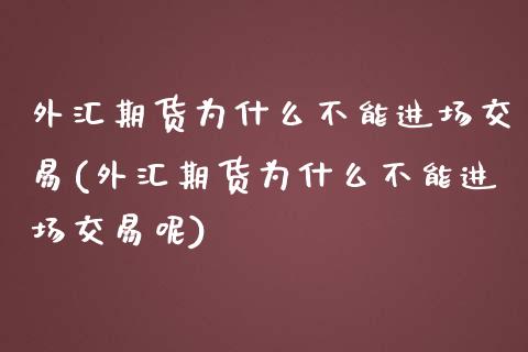 外汇期货为什么不能进场交易(外汇期货为什么不能进场交易呢)_https://www.zztgc.com_期货入门_第1张