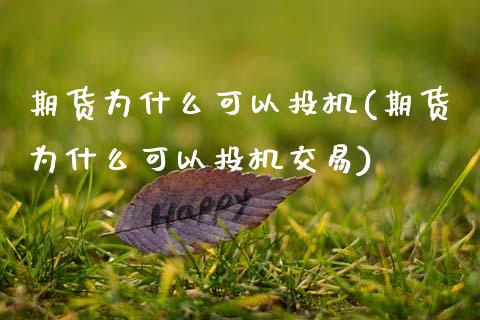期货为什么可以投机(期货为什么可以投机交易)_https://www.zztgc.com_黄金期货_第1张