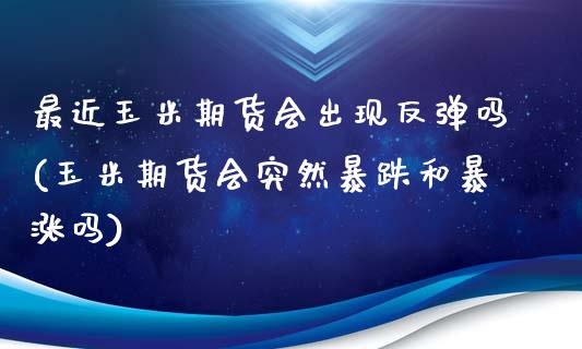 最近玉米期货会出现反弹吗(玉米期货会突然暴跌和暴涨吗)_https://www.zztgc.com_期货行情_第1张