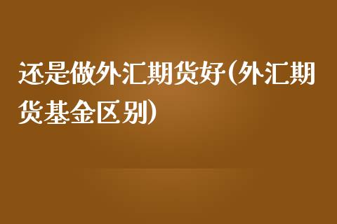 还是做外汇期货好(外汇期货基金区别)_https://www.zztgc.com_期货直播_第1张
