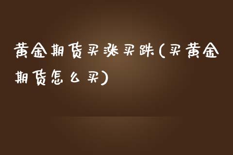 黄金期货买涨买跌(买黄金期货怎么买)_https://www.zztgc.com_期货行情_第1张