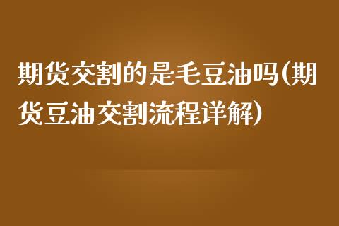 期货交割的是毛豆油吗(期货豆油交割流程详解)_https://www.zztgc.com_原油期货_第1张