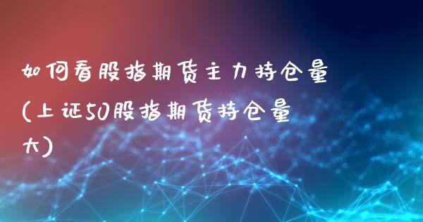 如何看股指期货主力持仓量(上证50股指期货持仓量大)_https://www.zztgc.com_期货入门_第1张