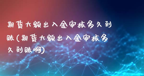 期货大额出入金审核多久到账(期货大额出入金审核多久到账啊)_https://www.zztgc.com_黄金期货_第1张