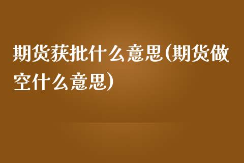 期货获批什么意思(期货做空什么意思)_https://www.zztgc.com_期货直播_第1张