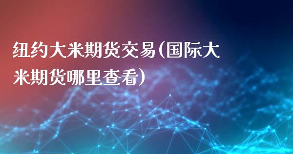 纽约大米期货交易(国际大米期货哪里查看)_https://www.zztgc.com_期货直播_第1张