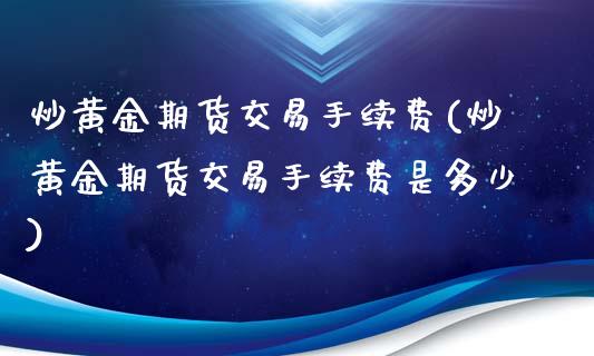 炒黄金期货交易手续费(炒黄金期货交易手续费是多少)_https://www.zztgc.com_黄金期货_第1张