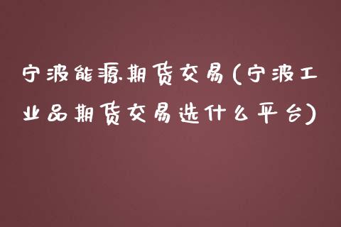 宁波能源期货交易(宁波工业品期货交易选什么平台)_https://www.zztgc.com_期货直播_第1张