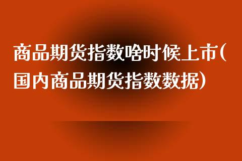 商品期货指数啥时候上市(国内商品期货指数数据)_https://www.zztgc.com_期货入门_第1张