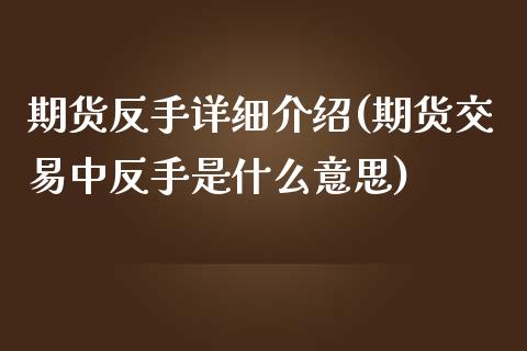 期货反手详细介绍(期货交易中反手是什么意思)_https://www.zztgc.com_期货直播_第1张