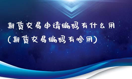 期货交易申请编码有什么用(期货交易编码有啥用)_https://www.zztgc.com_黄金期货_第1张
