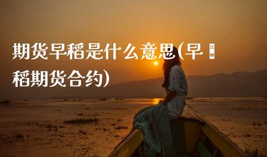 期货早稻是什么意思(早籼稻期货合约)_https://www.zztgc.com_期货入门_第1张