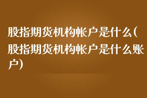 股指期货机构帐户是什么(股指期货机构帐户是什么账户)_期货行情_第1张_珍投期货网 股指期货机构帐户是什么(股指期货机构帐户是什么账户)_https://www.zztgc.com_期货行情_第1张
