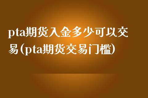 pta期货入金多少可以交易(pta期货交易门槛)_https://www.zztgc.com_黄金期货_第1张