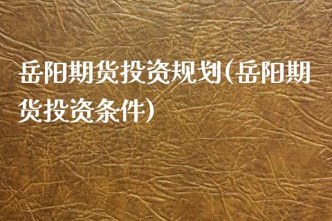 岳阳期货投资规划(岳阳期货投资条件)_https://www.zztgc.com_原油期货_第1张