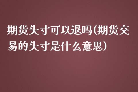 期货头寸可以退吗(期货交易的头寸是什么意思)_https://www.zztgc.com_期货直播_第1张